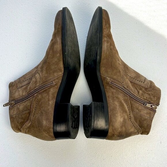 Paul Green Boston Bootie 7.5 Brown Suede Mineral Nubeck Leather Low Heel Shoe - Picture 6 of 12